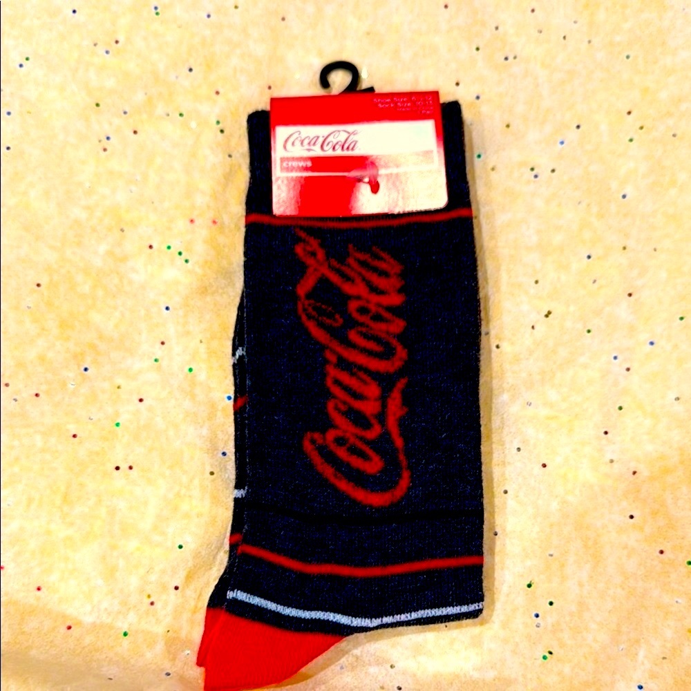 Coca Cola Men's Gray and Red Socks